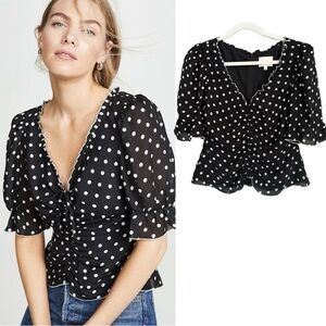 Cinq à Sept Black and White Polka Dot Blouse